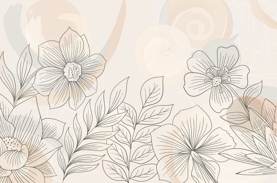 Zeichnung von Blumen und Blättern Zeichnung von Blumen und Blättern