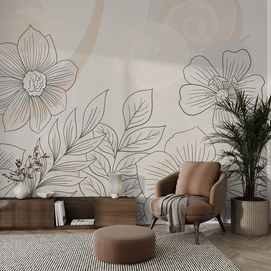 Zeichnung von Blumen und Blättern Zeichnung von Blumen und Blättern