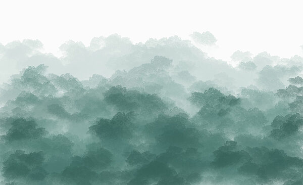 Foggy green and white sky