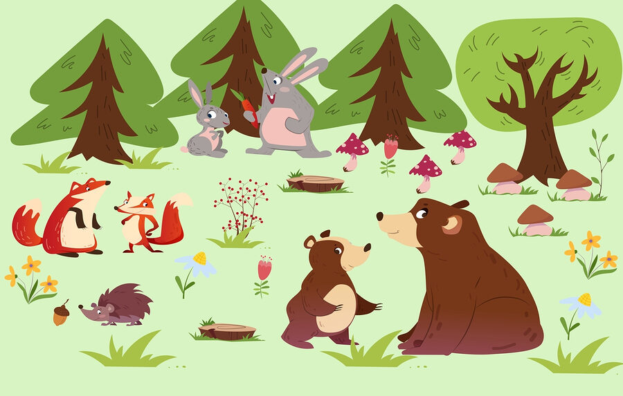 Gruppe von Tieren im Wald