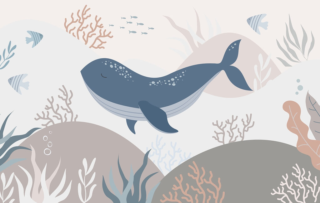 Schwimmender Wal im Meer Schwimmender Wal im Meer