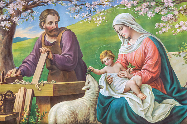 Gemälde eines Mannes und einer Frau, die ein Baby halten Gemälde eines Mannes und einer Frau, die ein Baby halten