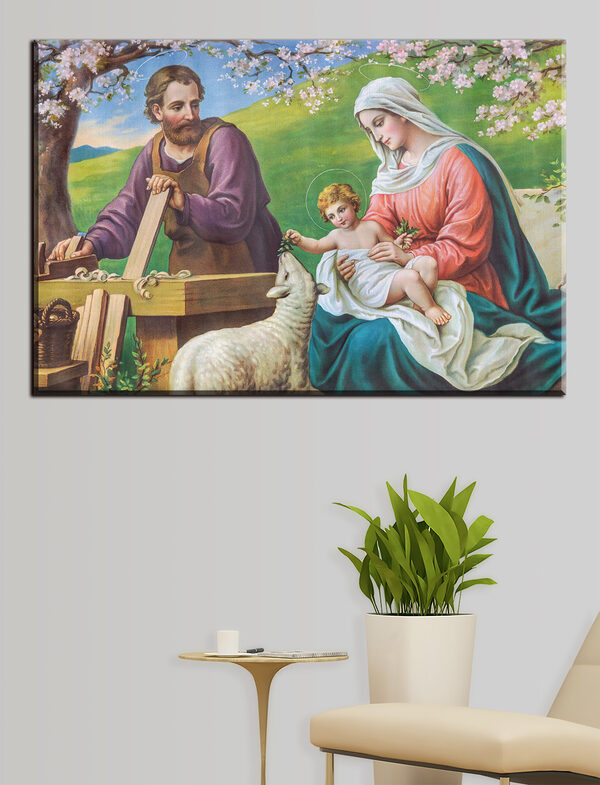 Gemälde eines Mannes und einer Frau, die ein Baby halten Gemälde eines Mannes und einer Frau, die ein Baby halten