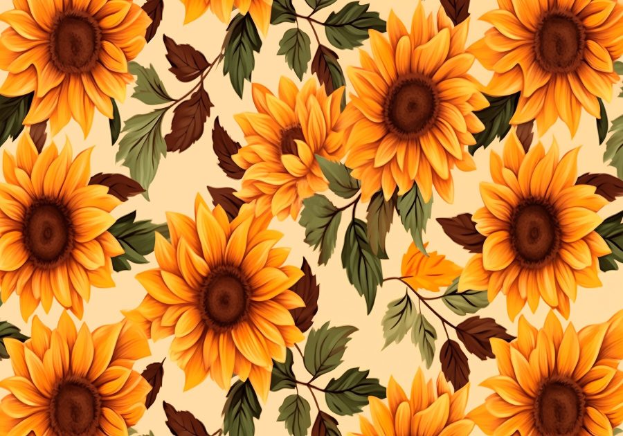 Muster aus Sonnenblumen und Blättern Muster aus Sonnenblumen und Blättern