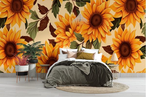 Muster aus Sonnenblumen und Blättern Muster aus Sonnenblumen und Blättern