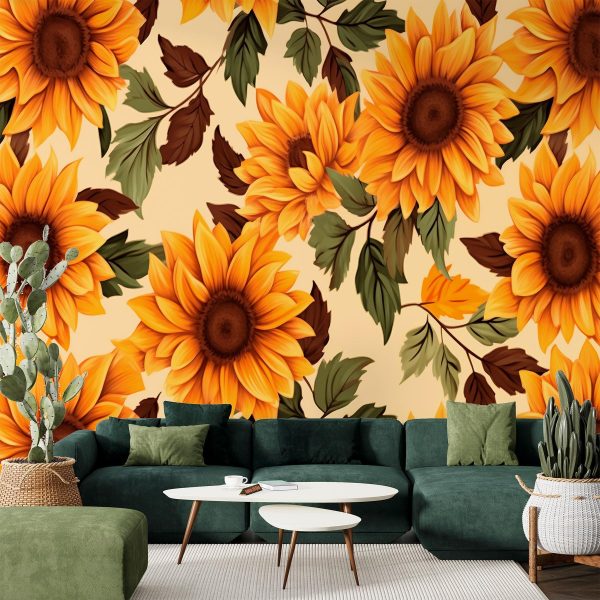 Muster aus Sonnenblumen und Blättern Muster aus Sonnenblumen und Blättern