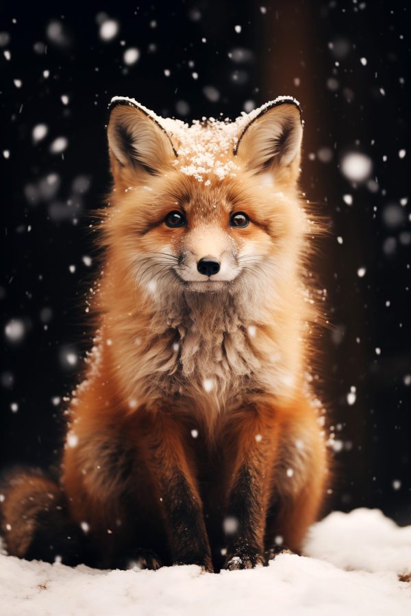 Fuchs mit Schnee auf dem Kopf Fuchs mit Schnee auf dem Kopf