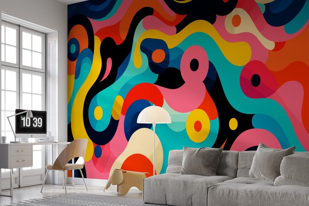 Colorful pattern with circles and dots