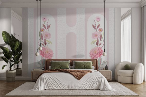 Rosa Blumen und Blätter auf einem weißen Hintergrund Rosa Blumen und Blätter auf einem weißen Hintergrund