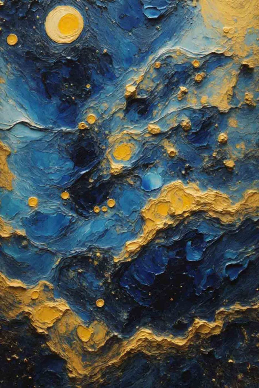 Azurblaue Wellen und bernsteinfarbene Kugeln tanzen.
