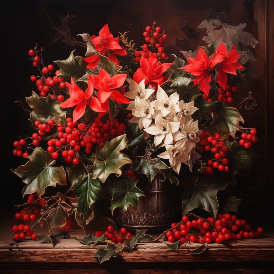 Malerei von Blumen und Beeren Malerei von Blumen und Beeren