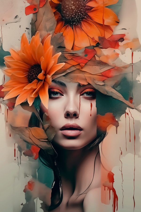 Frau mit Blumen im Haar Frau mit Blumen im Haar