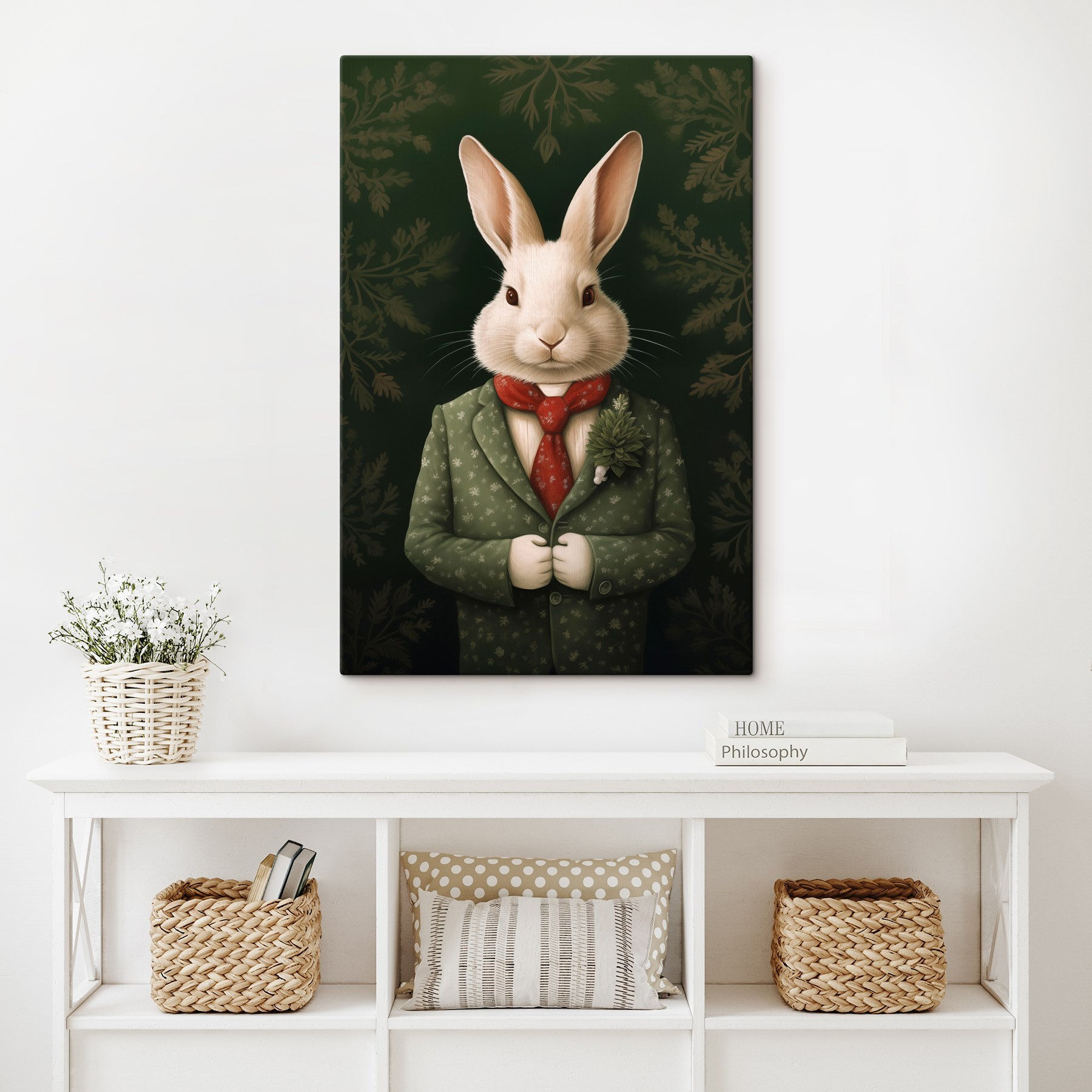 Rabbit wearing a suit and tie