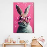 Wandbilder Kaninchen mit rosa Brille
