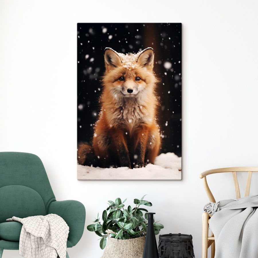 Fuchs mit Schnee auf dem Kopf Fuchs mit Schnee auf dem Kopf