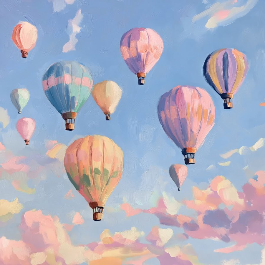 Gruppe von Heißluftballons in den Himmel Gruppe von Heißluftballons in den Himmel