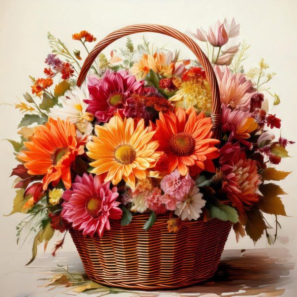Korb mit Blumen Korb mit Blumen