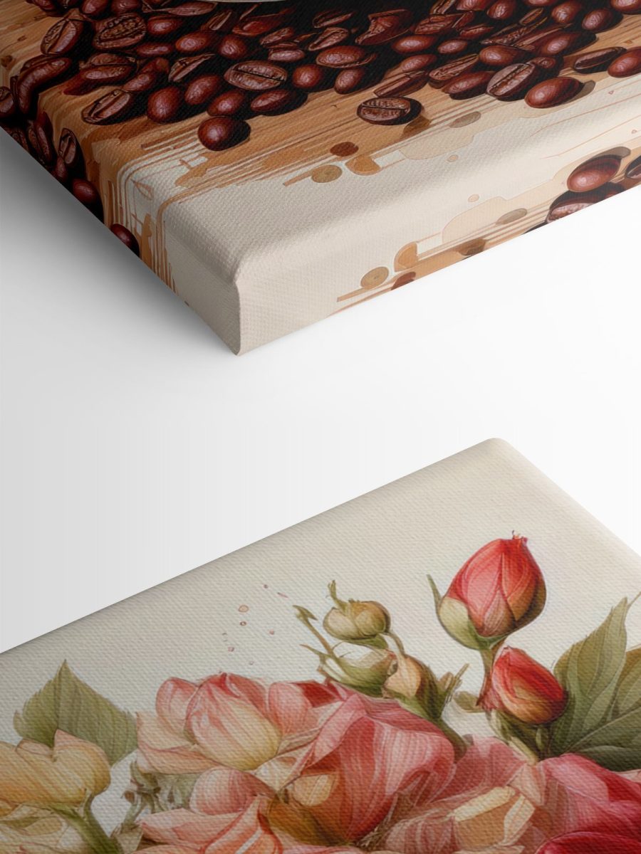 Tasse Kaffee und Blumen