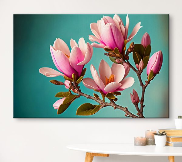 Magnolien blühen vor dem blaugrünen Himmel Magnolien blühen vor dem blaugrünen Himmel