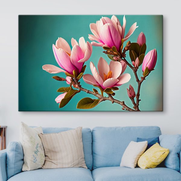 Magnolien blühen vor dem blaugrünen Himmel Magnolien blühen vor dem blaugrünen Himmel