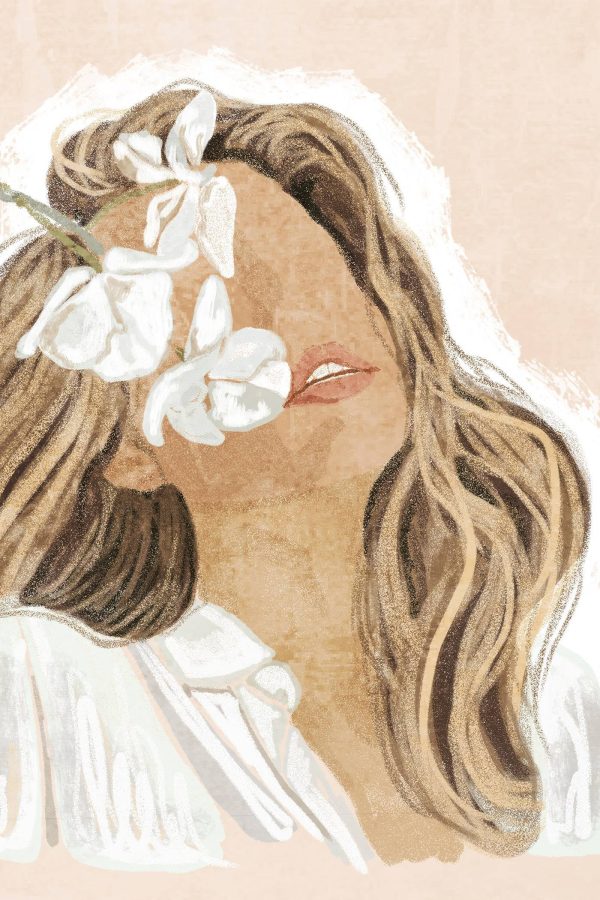 Frau mit Blumen im Haar Frau mit Blumen im Haar