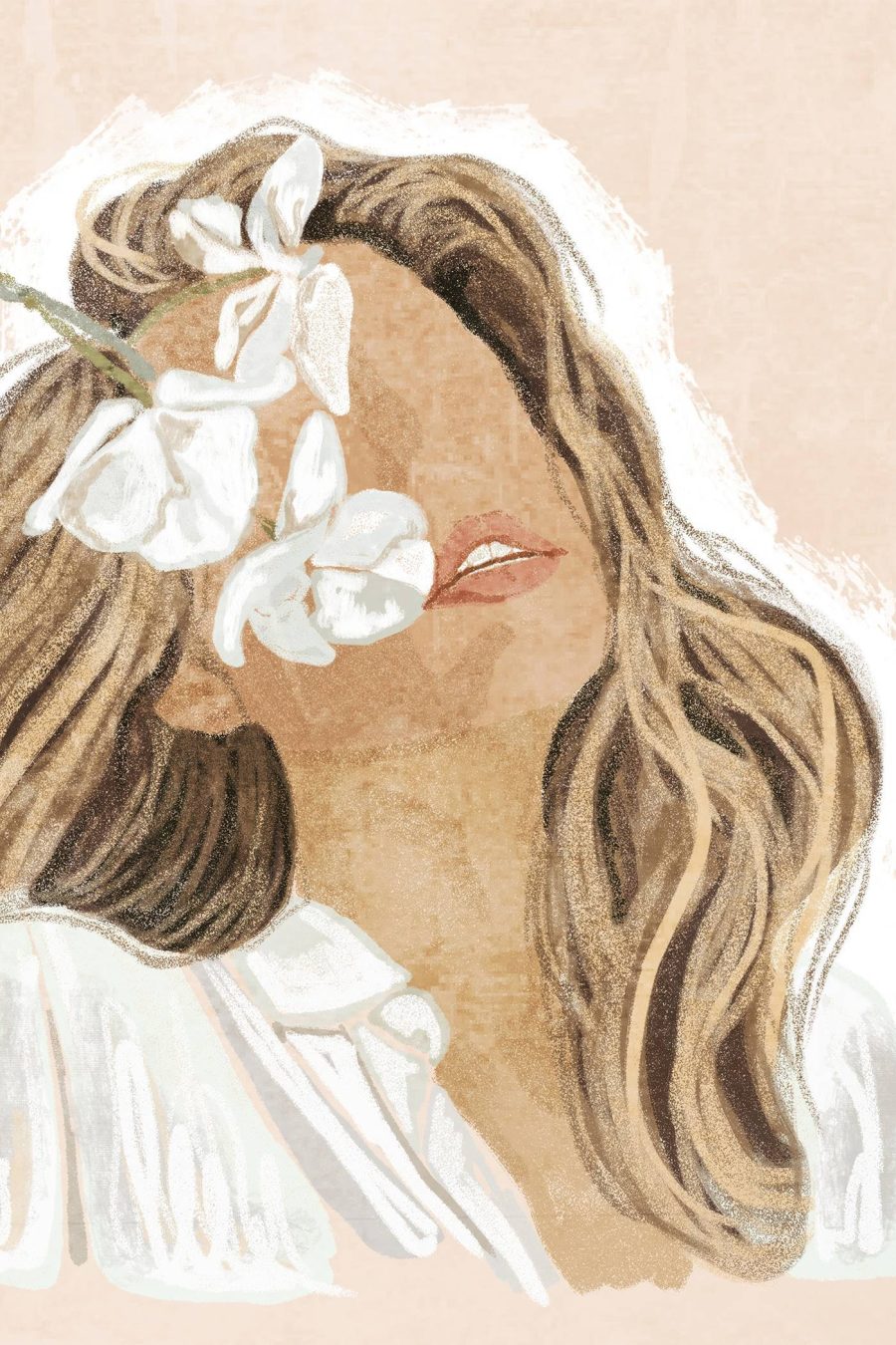 Frau mit Blumen im Haar