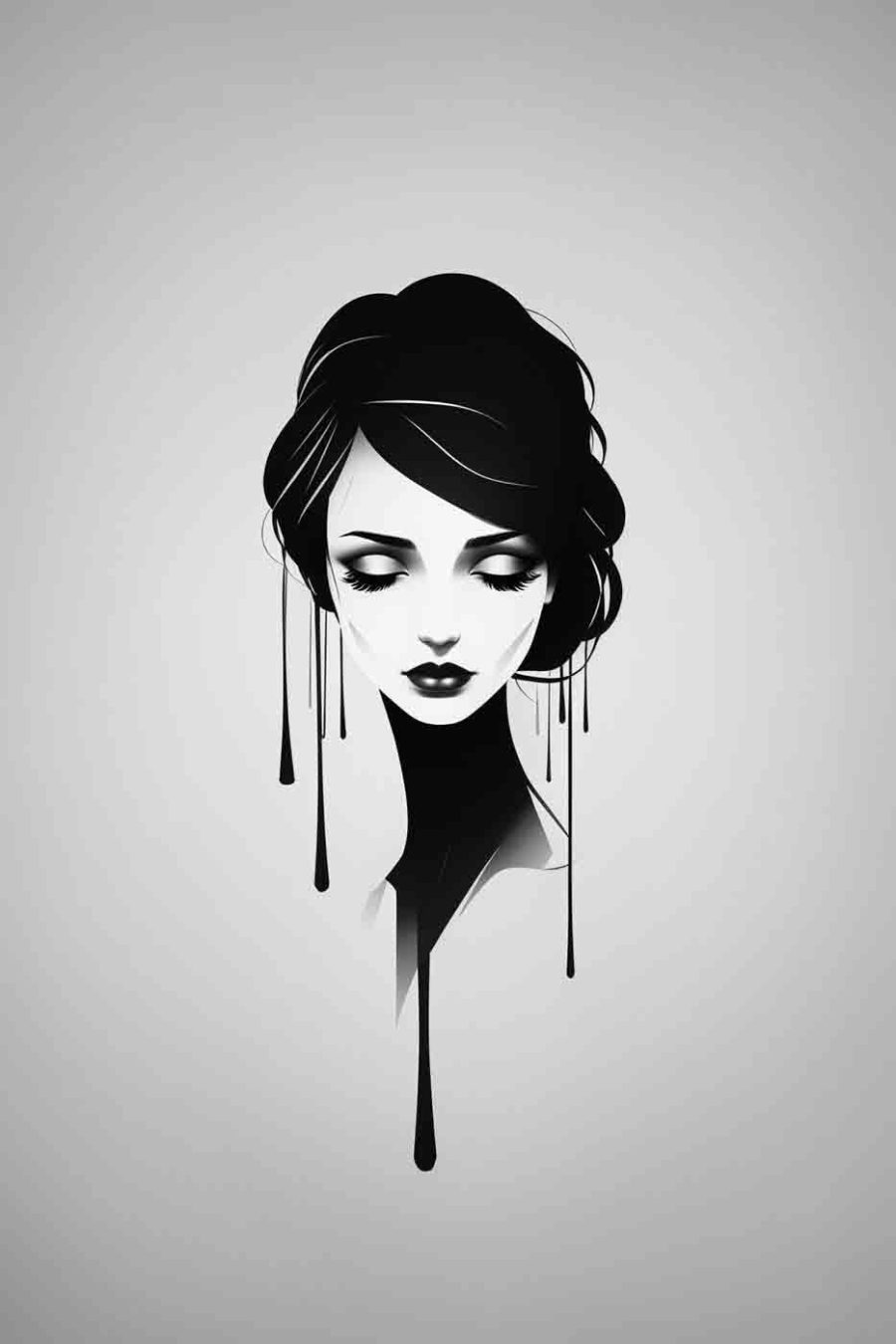 Frau mit schwarzem Haar und Make-up