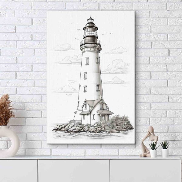 Leuchtturm mit Haus und Palmen Leuchtturm mit Haus und Palmen