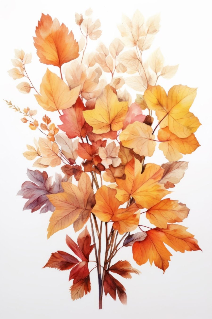 Aquarellmalerei von Blättern
