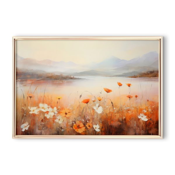 Gemälde von Blumen an einem See Gemälde von Blumen an einem See
