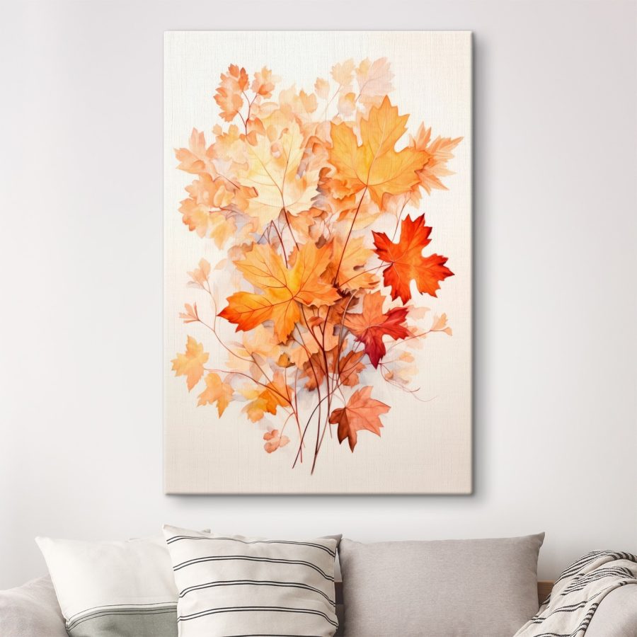 Malerei von orangen und braunen Blättern Malerei von orangen und braunen Blättern
