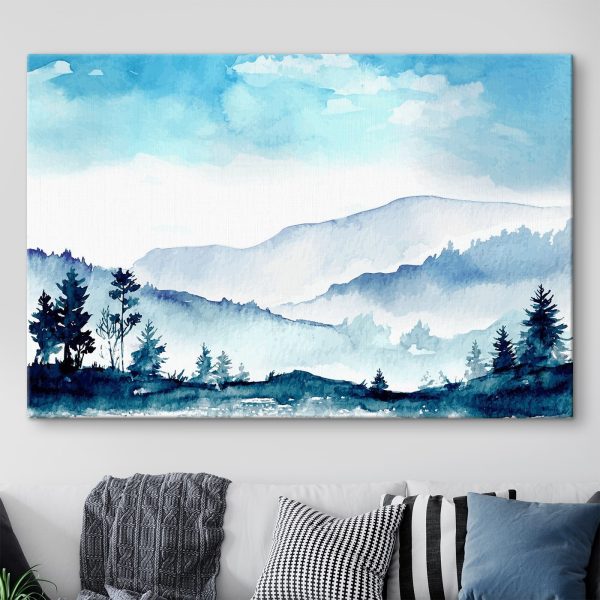 Aquarell eines Gebirgszuges mit Bäumen Wandbilder Aquarell eines Gebirgszuges mit Bäumen