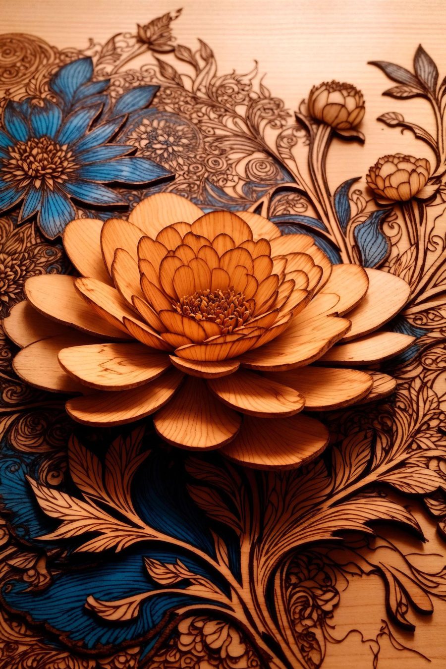 Canvas prints Wood carving of a flower Canvas prints Wood carving of a flower
