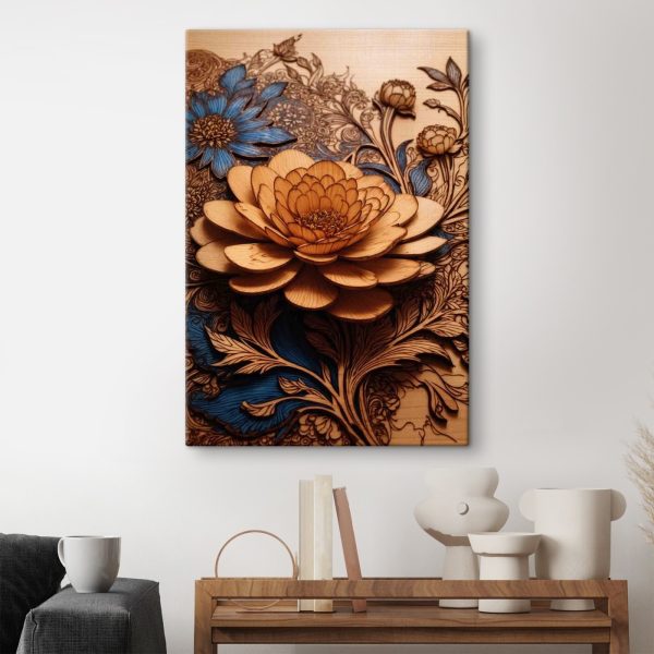 Canvas prints Wood carving of a flower Canvas prints Wood carving of a flower