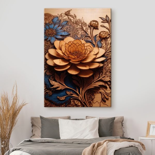 Canvas prints Wood carving of a flower Canvas prints Wood carving of a flower