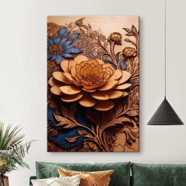 Canvas prints Wood carving of a flower Canvas prints Wood carving of a flower