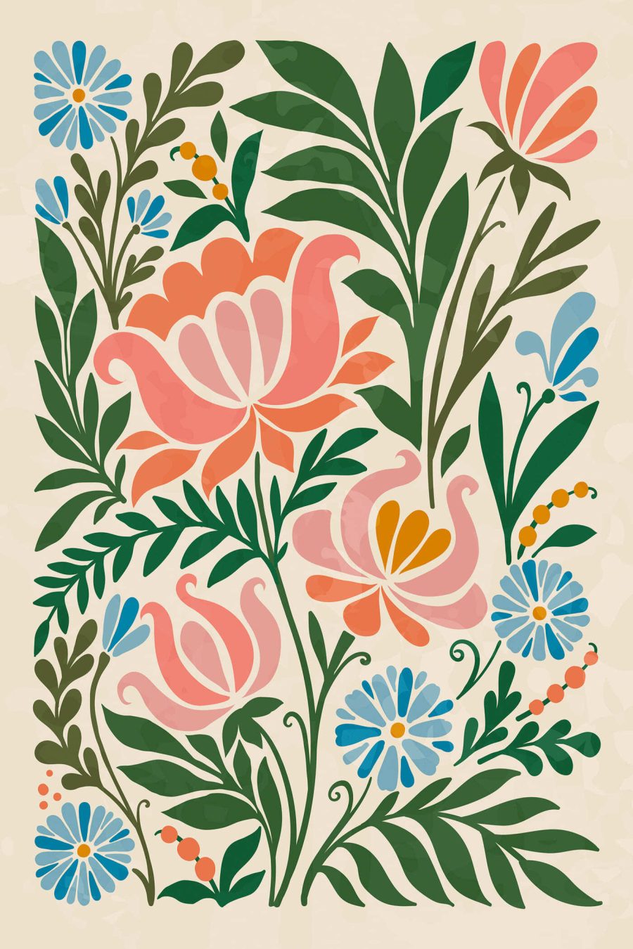 Canvas prints Colorful floral design on a white background