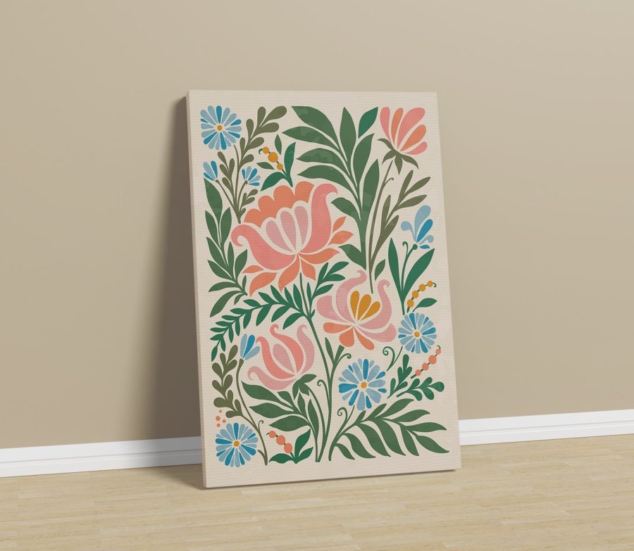 Canvas prints Colorful floral design on a white background