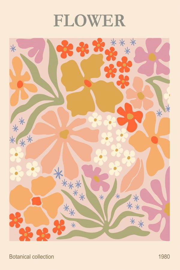 Buntes florales Muster auf einem rosa Hintergrund Buntes florales Muster auf einem rosa Hintergrund