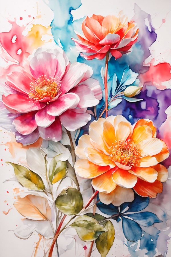 Canvas prints Painting of flowers on a colorful background Canvas prints Painting of flowers on a colorful background
