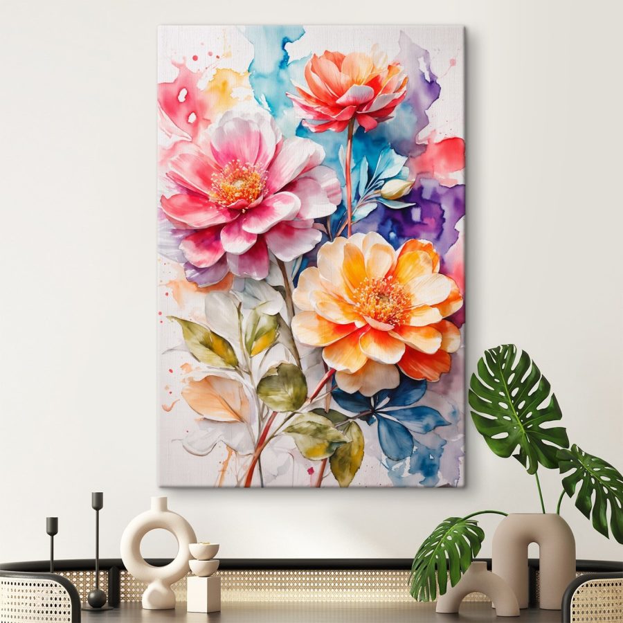 Canvas prints Painting of flowers on a colorful background Canvas prints Painting of flowers on a colorful background