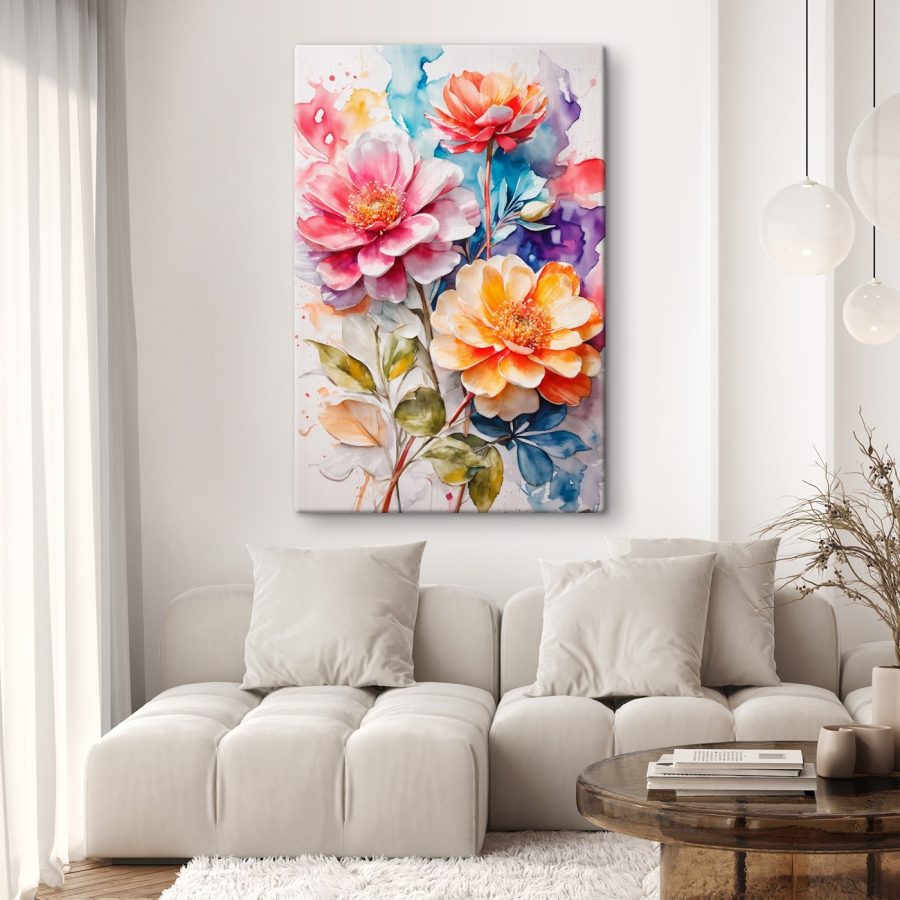 Canvas prints Painting of flowers on a colorful background Canvas prints Painting of flowers on a colorful background