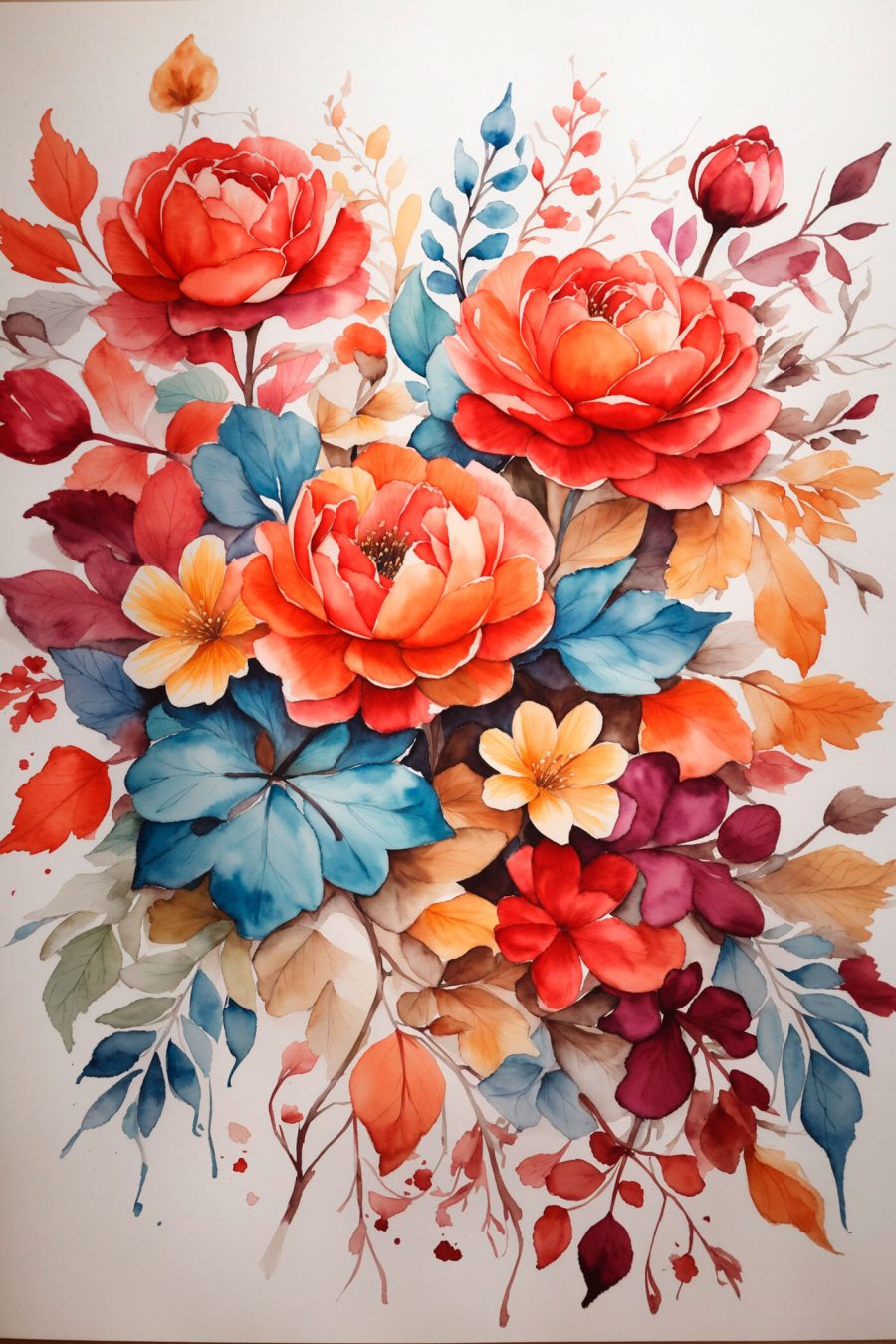 Malerei von Blumen und Blättern Malerei von Blumen und Blättern