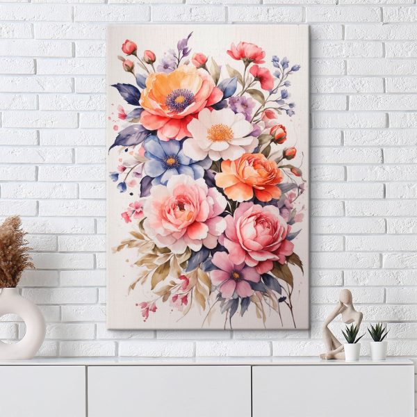 Malerei von Blumen auf einer weißen Fläche Malerei von Blumen auf einer weißen Fläche