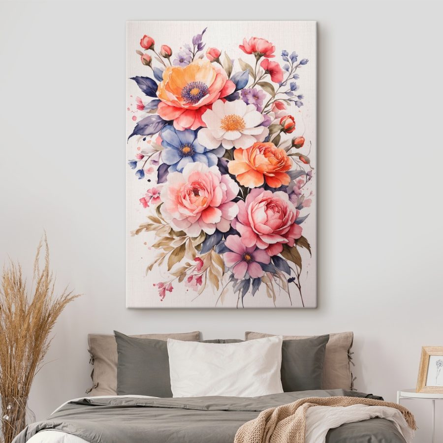 Malerei von Blumen auf einer weißen Fläche