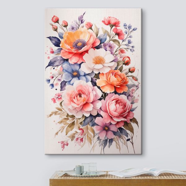 Malerei von Blumen auf einer weißen Fläche Malerei von Blumen auf einer weißen Fläche