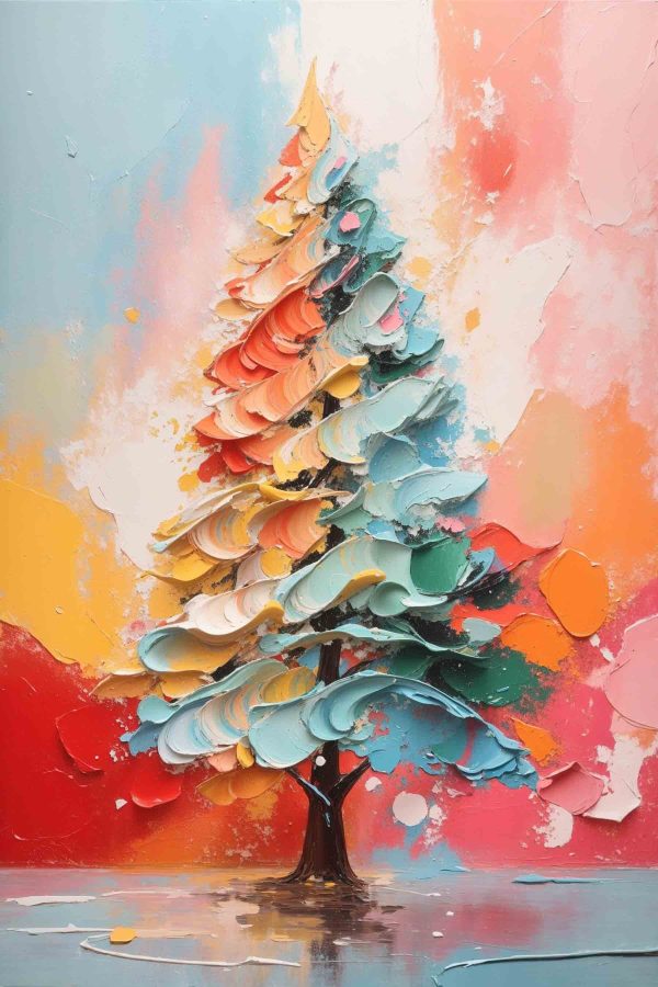 Malerei eines Baumes mit verschiedenen Farben Malerei eines Baumes mit verschiedenen Farben