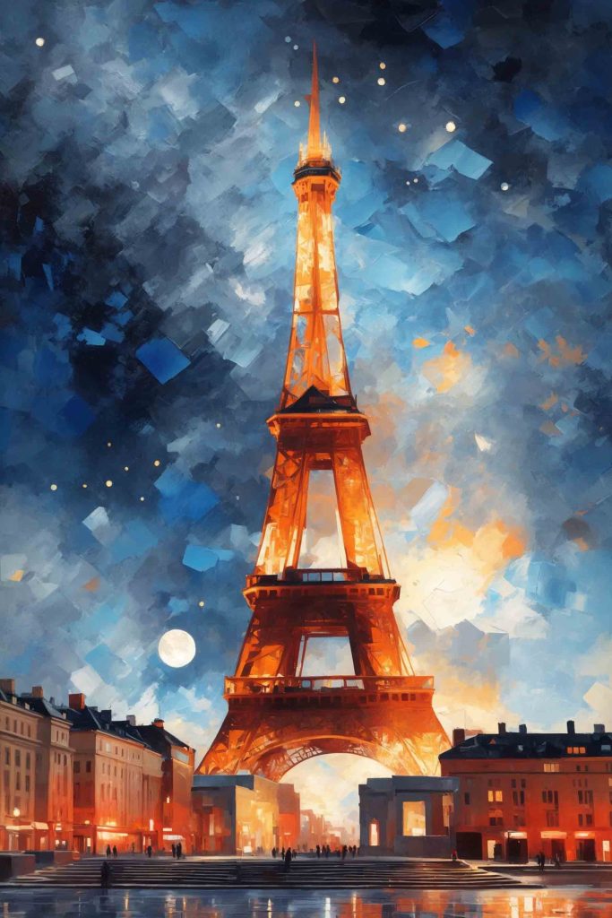 Tower lit up at night