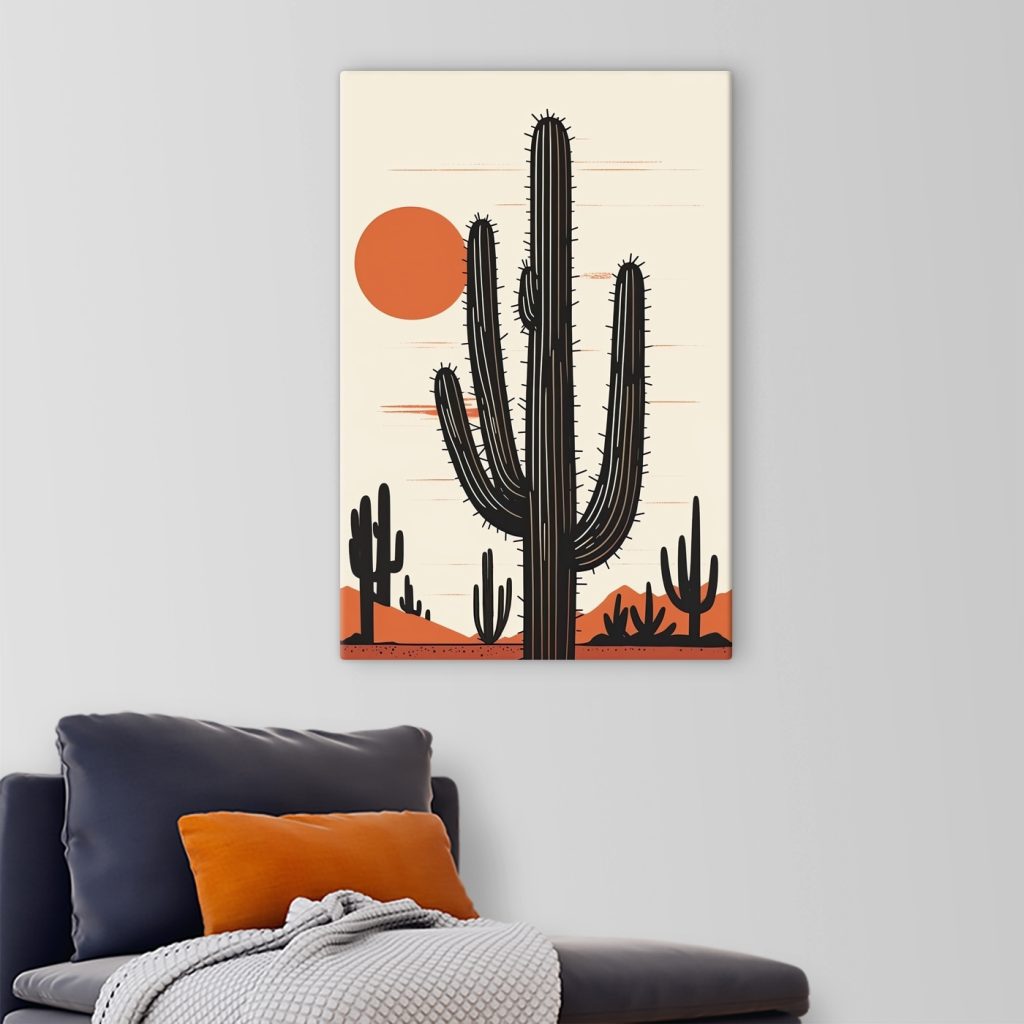 Cactus with a sun in the background Cactus with a sun in the background