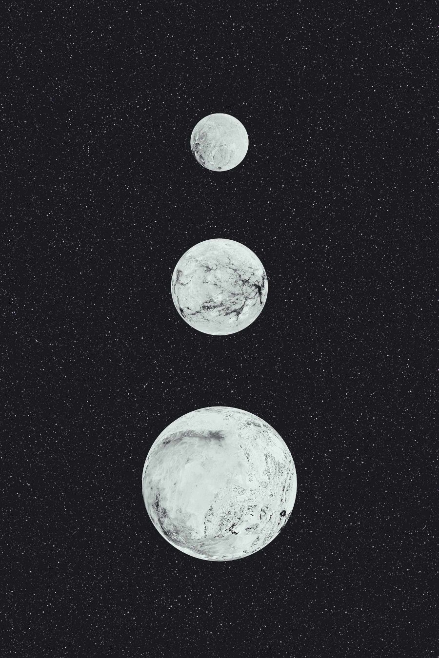 Gruppe von weißen Planeten in einer Reihe Gruppe von weißen Planeten in einer Reihe